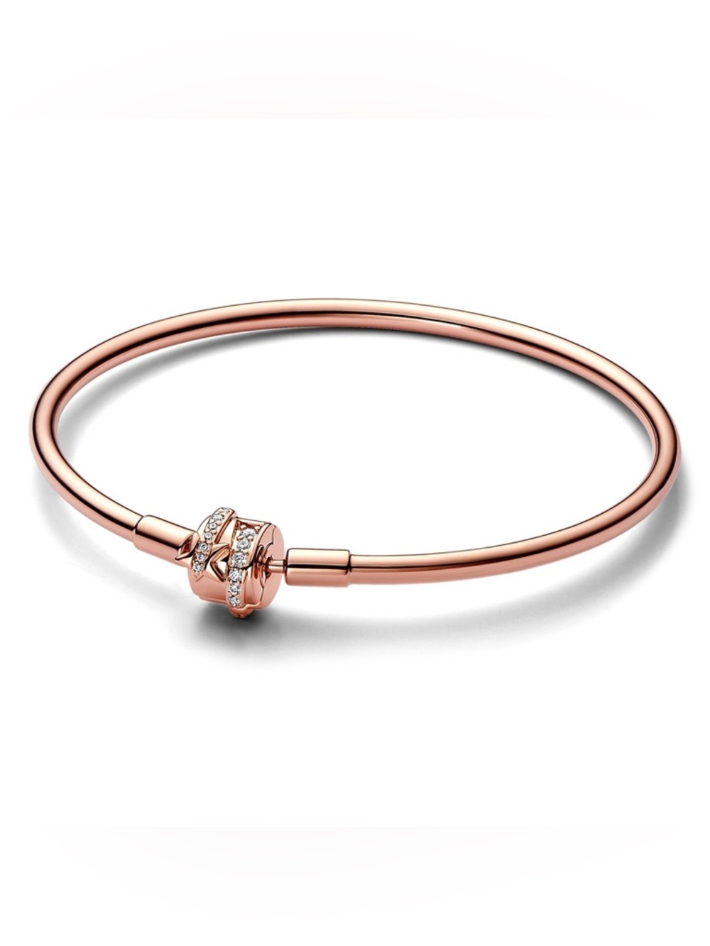 Pandora Rose Gold Sparkle Safety Pin Charm Bangle